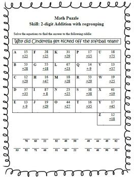 Here also you get brain teasers, picture puzzles, alphabet puzzles, math puzzles & riddles. Math Puzzles - Solve 2-digit addition problems to solve ...