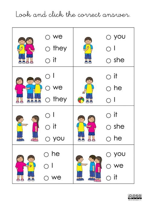 Actividad interactiva de Pronouns para º Puedes hacer los ejercicios online o desc Ingles