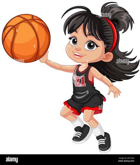 Female Basketball Player Cartoon Character Illustration Stock Vector