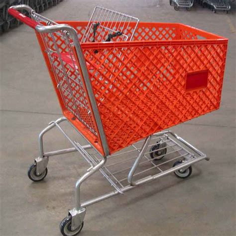 Used Orange Large Plastic Grocery Shopping Cart Premier Carts