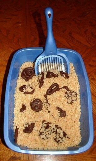 Most cats can eat rice so long as it is prepared well and some basic precautions are considered. Kitty Litter Cake...melted tootsie rolls an rice crispys ...