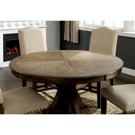 Furniture Of America Stanley Pedestal Round Dining Table Light Oak