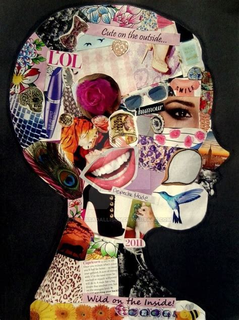 An Image Of A Woman S Face With Many Different Things On It And The Words