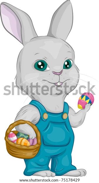 Illustration Easter Bunny Carrying Easter Basket Stock Vector Royalty