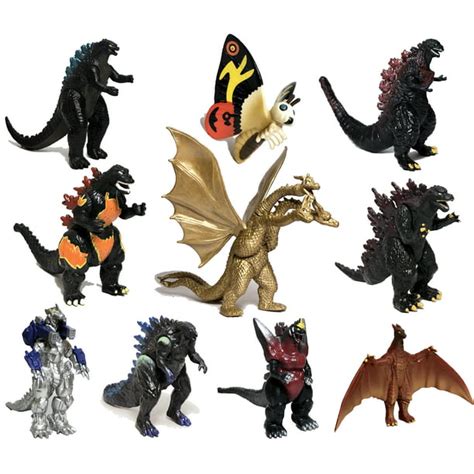 Twcare Set Of 10 Godzilla Toys With Carry Bag Movable Joint Action