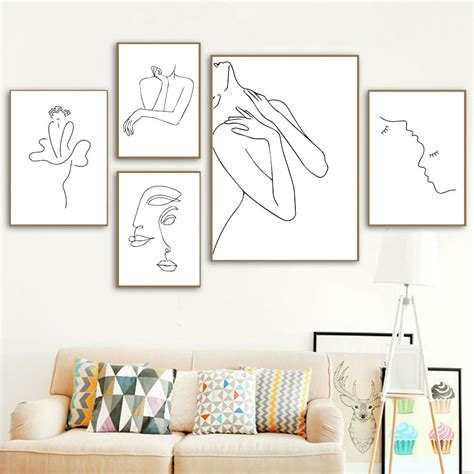 Nude Painting Poster Minimalist Wall Art Abstract Lines Nude My Xxx