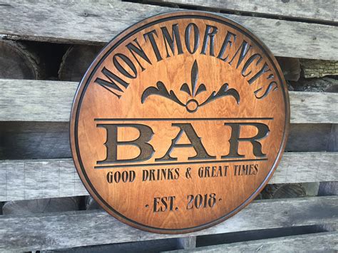 Custom Carved Bar Sign Personalized Pub Sign Round Wood Etsy Home