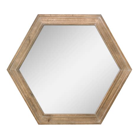 Wholesale Hexagon Hanging Wall Mirror Natural Wood Frame Rustic Farmhouse Decor Supplier And