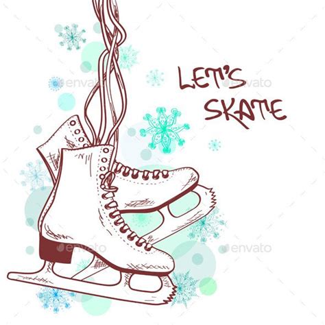 Winter Illustration With Skates Winter Illustration Figure Skating