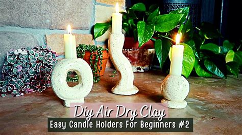 Easy Air Dry Clay Candle Holders Diy Air Dry Clay Home Decor Youtube