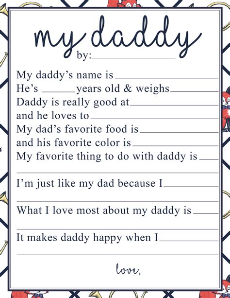 About My Dad Free Printable
