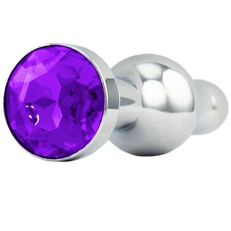 Plug Anal Comprido De Metal Cromado Em A O Inox X Cm Roxo Prazer Com Pimenta