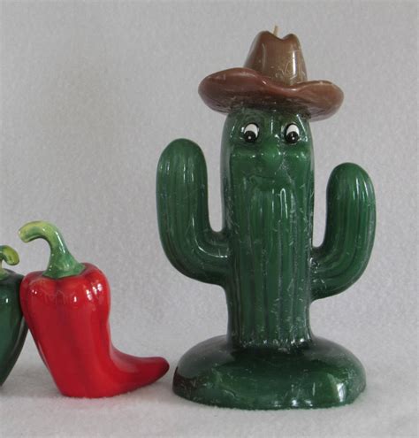 Anthropomorphic Candle Saguaro Cactus Green Wax Man With Etsy