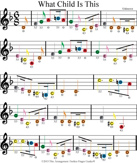 What Child Is This Easy Color Coded Violin Sheet Music Clarinet Music