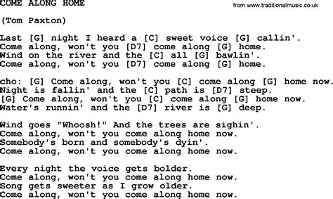 Come Along Home By Tom Paxton Lyrics