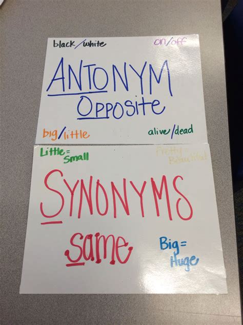 Synonym And Antonym Anchor Chart