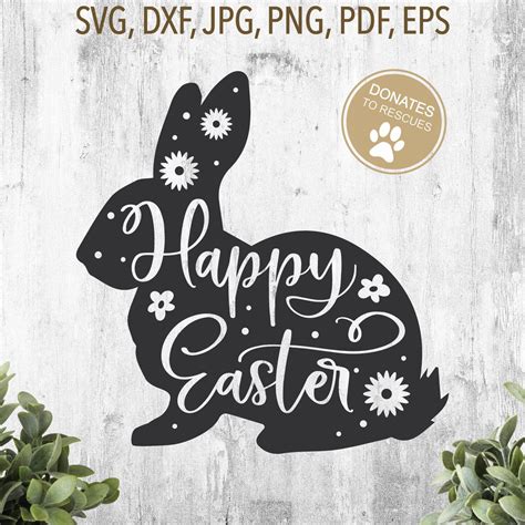 Happy Easter Bunny Stencil SVG Easter Bunny Svg Happy - Etsy