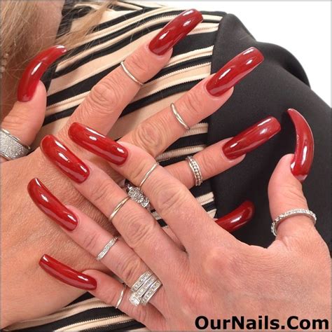 Red Long Nails Unha Unhas Cores