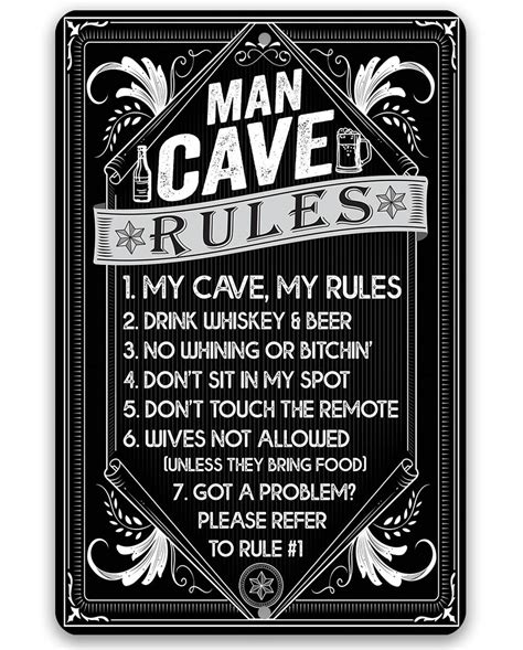 man cave rules metal sign manup