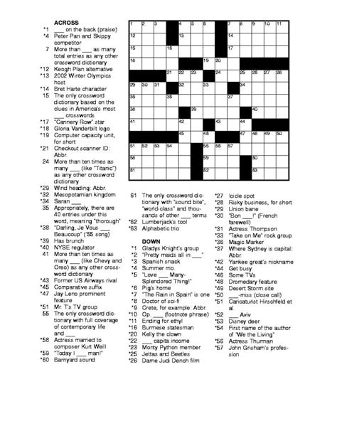 Printable Thomas Joseph Crossword Puzzle For Today Printable Jd