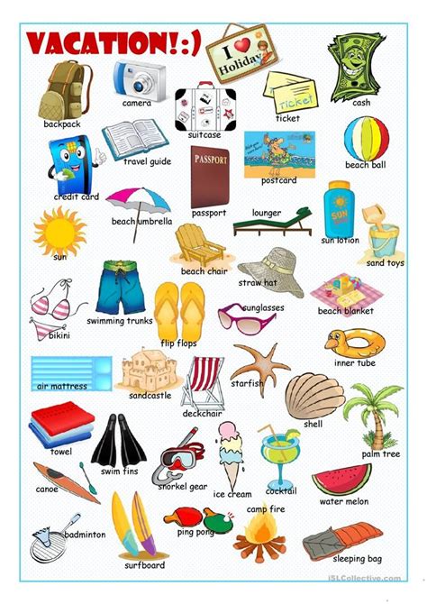 Vacation Picture Dictionary2 Worksheet Free Esl Printable Worksheets