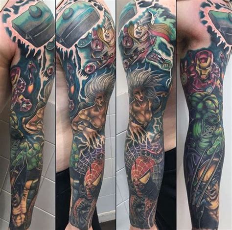 60 Marvel Tattoos For Men Superhero Comic Design Ideas Black Sleeve