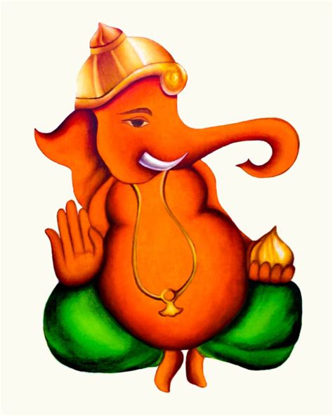 Ganesha Ganapati Indian Elephant God Painting Digital Download Etsy