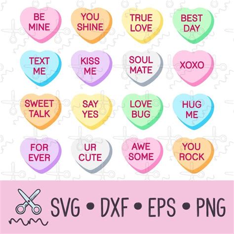 Conversation Hearts Svg Valentines Day Svg Valentine Candy Hearts