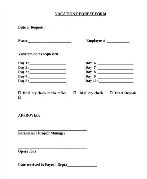 FREE Sample Employee Vacation Request Forms In PDF MS Word