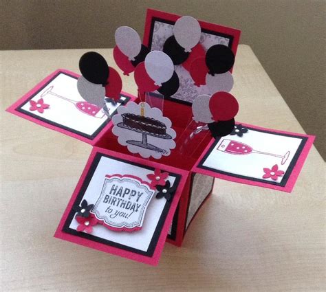 Start with the back of the card. Handmade Card in a box/ unique birthday by induscraftcreations