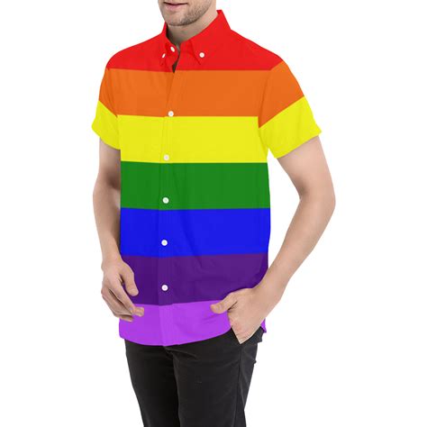 Rainbow Flag Gay Pride LGBTQIA Men S All Over Print Short Sleeve Shirt Model T ID