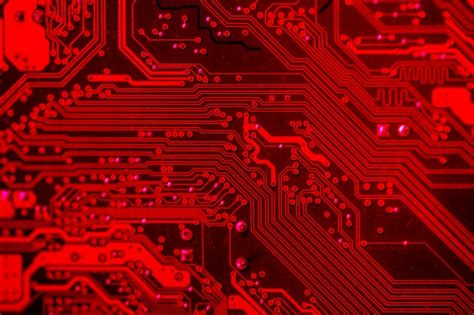 Red Themed Circuit Board Close Up Photo Free Download
