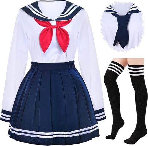 Girls School Uniform Outfit Sailor Suit Japanese Anime Cosplay Costume