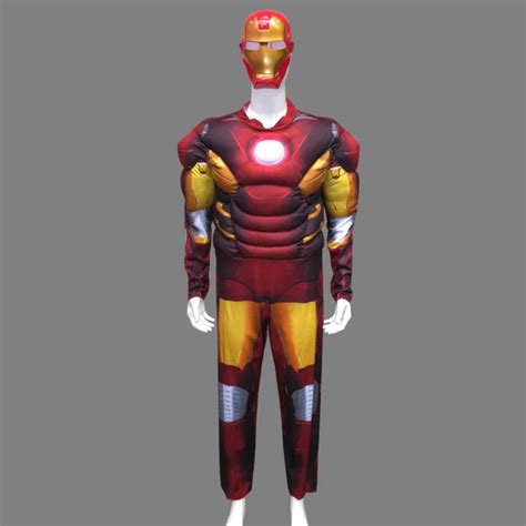 Free Shipping Iron Man Muscle Costume Ironman Superhero Onesies For