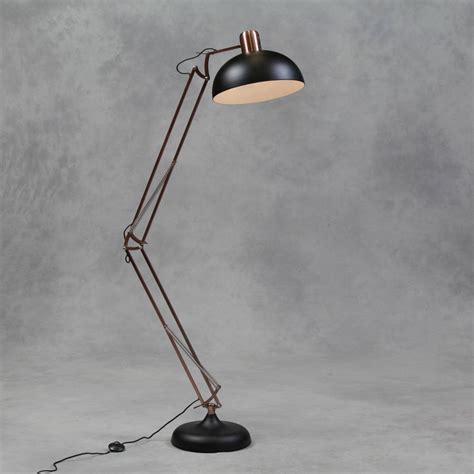 Copper And Matt Black Angled Floor Lamp By The Forest And Co