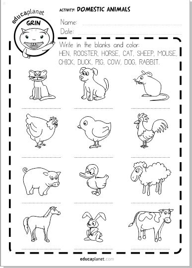 Animales Domesticos Ficha Imprimible Infantil Gratis Aprender Ingles