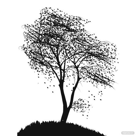 Fall Tree Silhouette In Psd Illustrator Svg  Eps Png Download