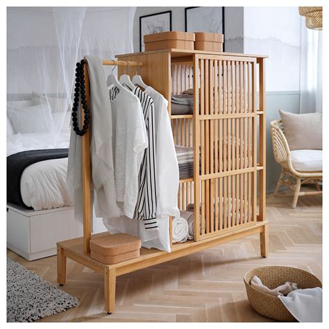 Nordkisa Bamboo Open Wardrobe With Sliding Door Width 120 Cm Height
