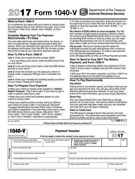 Irs 1040 V 2017 Fill Out Tax Template Online Us Legal Forms