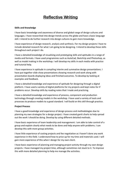 Quality of personal reflection in response to the information researched. How To Write A Reflective Essay Example - 2 Reflective ...