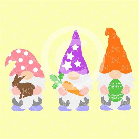 Easter Garden Gnomes SVG DXF PNG Cut Files for Cricut and Silhouette