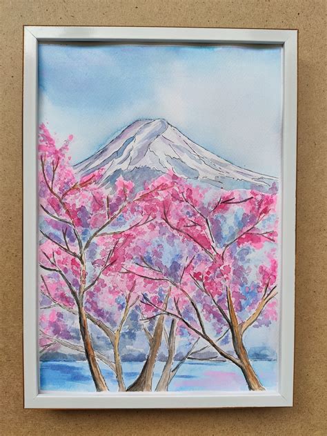 Sakura Tree Painting Cherry Blossom Watercolor Painting 8x11 Etsy