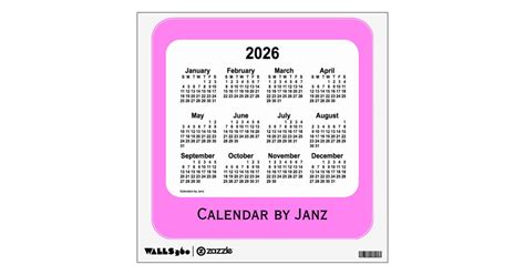 2026 Violet Calendar By Janz Wall Decal Zazzle