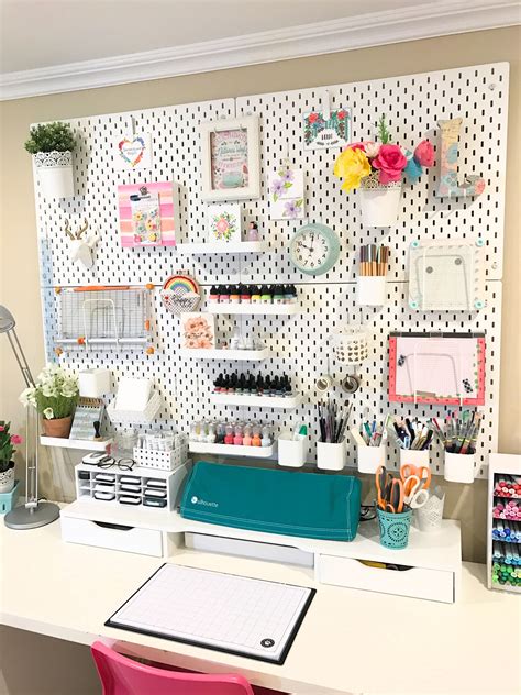 Craft room furniture ideas from ikea. IKEA Skadis pegboard used for craft room organization ...