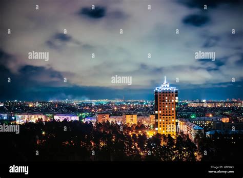City At Night Panoramic Scene Novosibirsk Russia Stock Photo Alamy