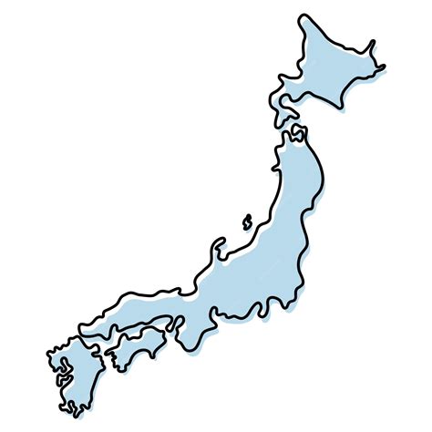 Premium Vector Stylized Simple Outline Map Of Japan Icon Blue Sketch