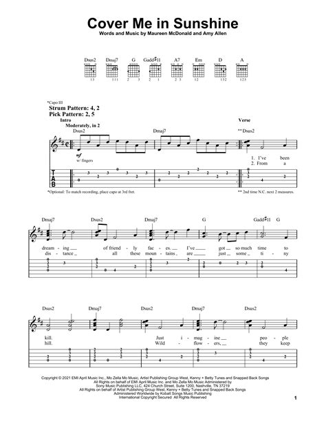Cover Me In Sunshine By P Nk And Willow Sage Hart Easy Guitar Tab