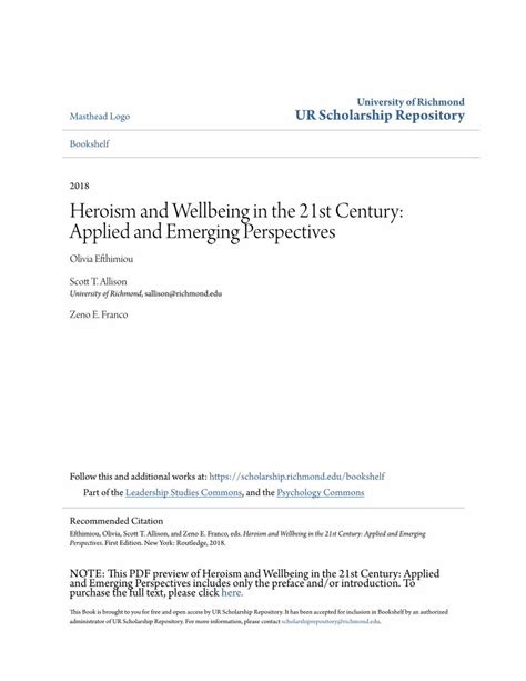 Pdf Heroism And Wellbeing In The 21st Century Applied And Emerging