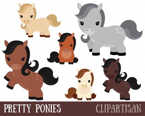 Pony Clipart Cute Ponies Clip Art Etsy