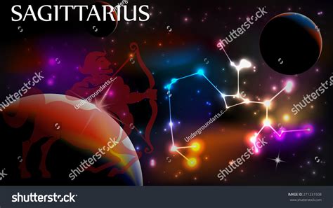 Sagittarius Space Scene With Astrological Sign And Copy